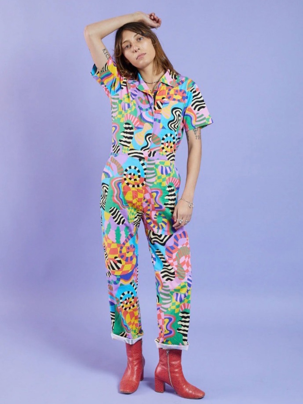 Nooworks Coverall Women’s XL Jumpsuit in Party Time Print